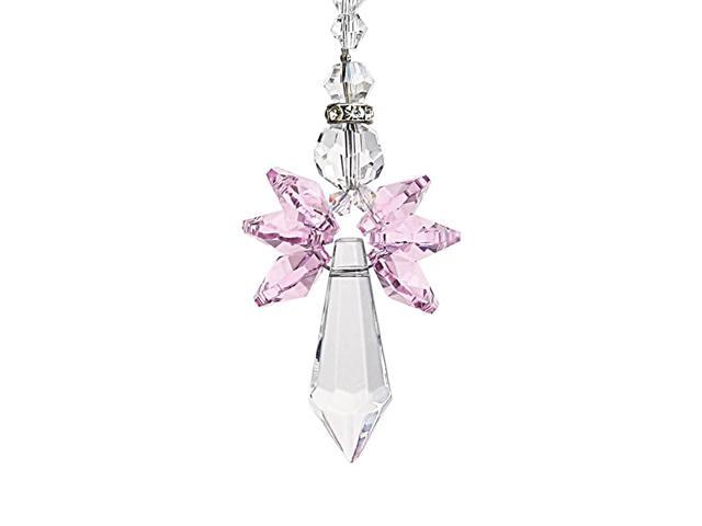 Rainbow Guardian Angel Crystal Suncatcher as HomeCar Decoration amp Porch Decor amp Hangings Crystal Glass Ornament Pink