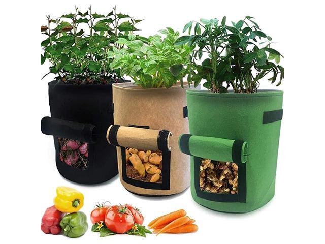 Potato Grow Bags Garden Planting Grow Bags with Handles and Large Harvest Window Thickened Vegetables Growing Bags Reusable 4 Gallon Planter Bag 3