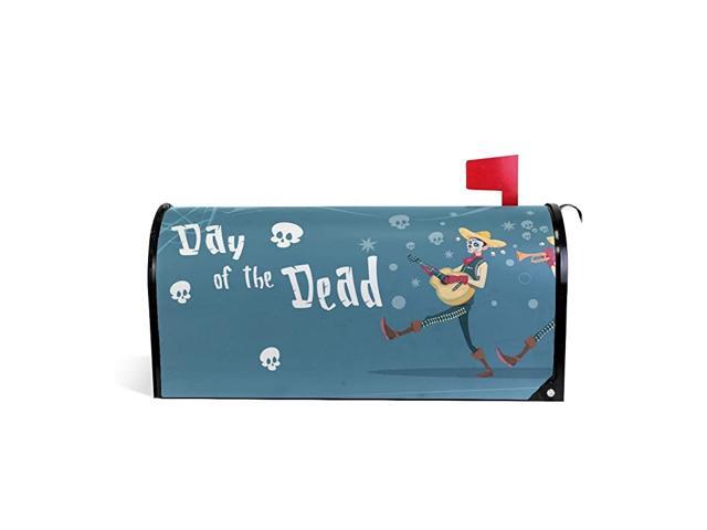 Magnetic Mailbox Covers Funny Skeleton Day of Dead Traditional Mexican Halloween Style Letter Box Cover Colorful Painting Graden Outdoor