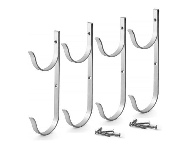 4 PCS Set Pool Pole Hangers Heavy Duty Aluminium Holder Hooks with Screws Perfect Hooks for Swimming PoolTelescopic PolesSkimmersNets BrushesVacuum