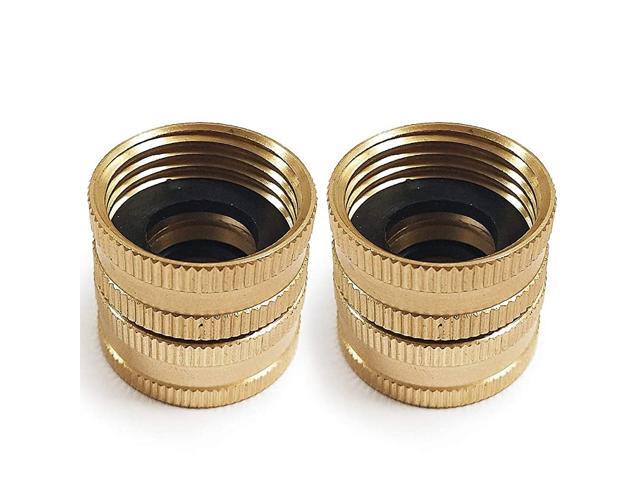 2 Pack 34quot Brass Garden Hose Connector with Dual Swivel for Male Hose to Male Hose Double Female
