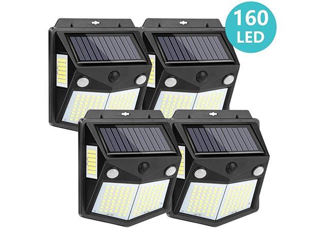 160 LED Solar Outdoor Lights Waterproof Security Motion Sensor Wall Lights for Yard Garden Deck Patio 4 Pack