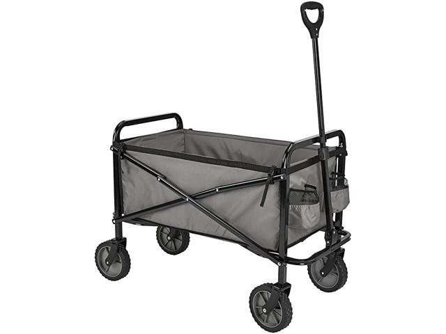 Garden Tool Collection Collapsible Folding Outdoor Garden Utility Wagon with Cover Bag Grey