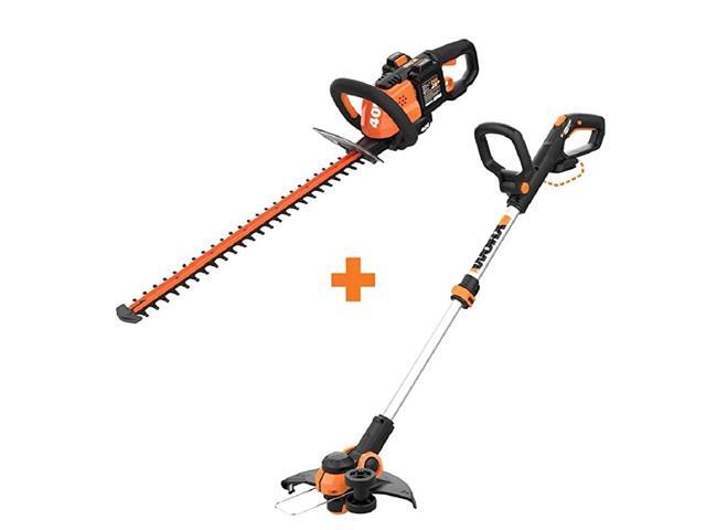 WG284 40V Power Share Cordless 24quot Hedge Trimmer wCordless Grass TrimmerEdger with Command Feed