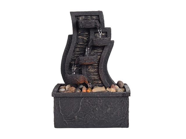 PTTF0003 Indoor and Outdoor Feng Shui Water Zen Décor Relaxation Desktop and Tabletop Fountain with LED Light for Bedroom Living Room Home Office