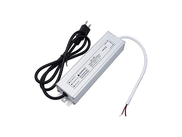 LED Power Supply 24V 60W IP67 Waterproof Outdoor Driver AC 90265V to DC 24V 25A Low Voltage Transformer Adapter with 3Prong Plug for LED Light