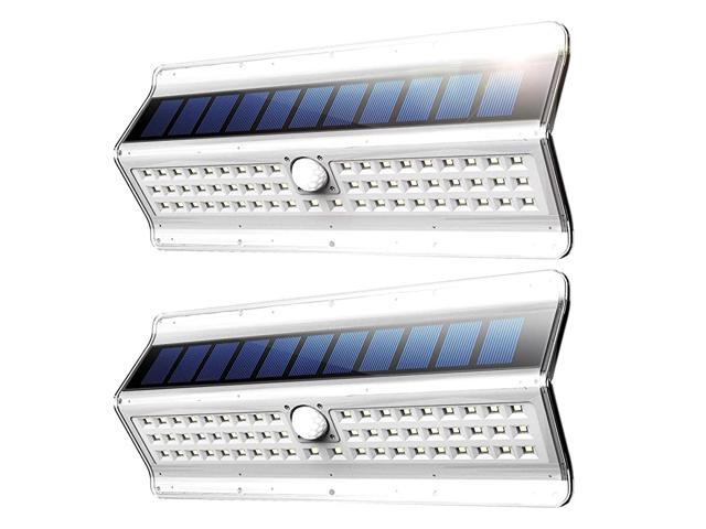 Solar Lights Outdoor 56 LED Wireless Motion Sensor Light Security Lights for Front Door Yard Garage Deck White Shape 2 Pack