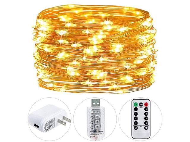 USB Plug in Fairy Lights with Remote Control Timer 8 Modes 40ft 120 LED USB String Lights with AdapterWarm White LED Twinkle Lights for Christmas