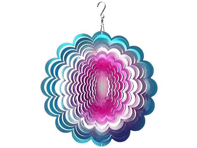 Wind Spinner Stainless Steel 3D Hanging Garden Decoration for Indoor Outdoor BluePink Sunflower Metal Wind Spinners12inch