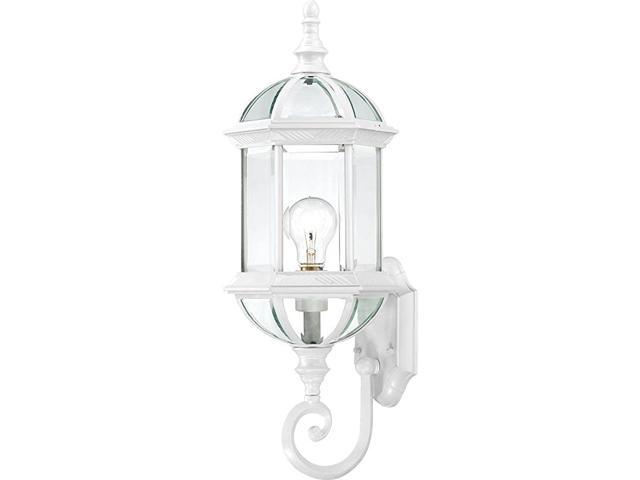 Lighting 604971 Boxwood One Light MidSize One Light Wall LanternArm Up Clear 100 Watt A19 Max Beveled Glass White Outdoor Fixture