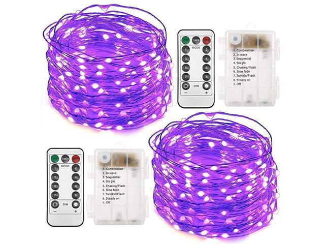 2 Set Halloween Fairy Lights Battery Operated 33ft 100 Led String Lights Remote Control Timer String Lights 8 Modes Firefly Lights for Garden Party
