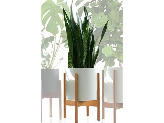 amp Fern MidCentury Modern Plant Stand Bamboo EXCLUDING 10quot White Ceramic Plant Pot