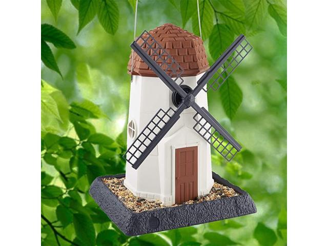 States Village Collection White Windmill Birdfeeder Squirrel Proof Hanging Cable included or Pole Mount pole sold separately Extra Large 8 pound