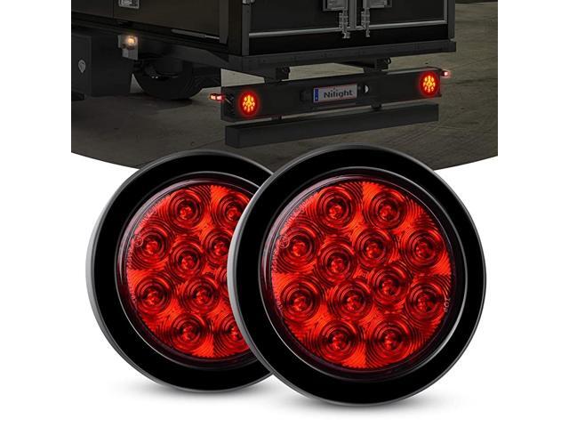 2PCS 4quot Round Red LED Trailer Tail Lights wSurface Mount Grommet Plugs IP67 Stop Brake Turn Tail Lights for Truck Trailer RV Jeep 2 Years Warranty