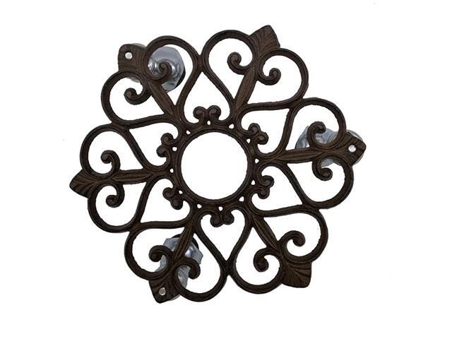 Cast Iron Heart Garden Plant Trolley Flowerpot Holder