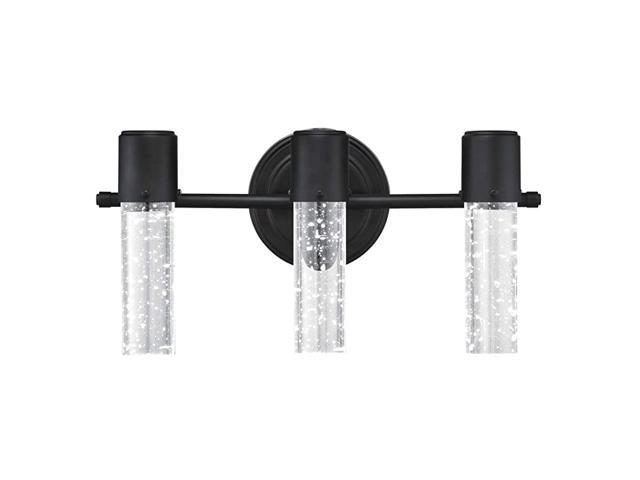 6372500 Cava ThreeLight 22Watt LED Indoor Bathroom Vanity Light Fixture Matte Black Finish with Bubble Glass