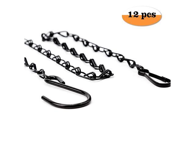 12 Pack 224 Inches Decorative Hanging Chains Black Hook Chains Mental Chain Hanger for Bird FeedersPlantersLanternsWind ChimesBillboards