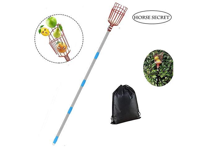 Fruit Picker Tool8 FT Adjustable Fruit Picker with Basket Apple Orange Pear Picker with LightWeight Stainless Steel Pole and Extra Fruit Carrying Bag