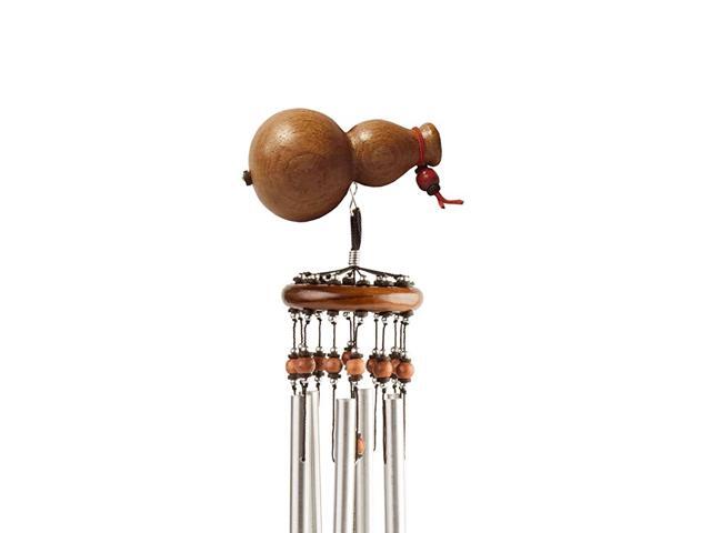 Talisman Wind Chimes BottleGourd Feng Shui Teak Wood Carving Handmade Aluminum Metal Tubes Size Medium 3 x 216 Gift and Souvenir of Thailand for