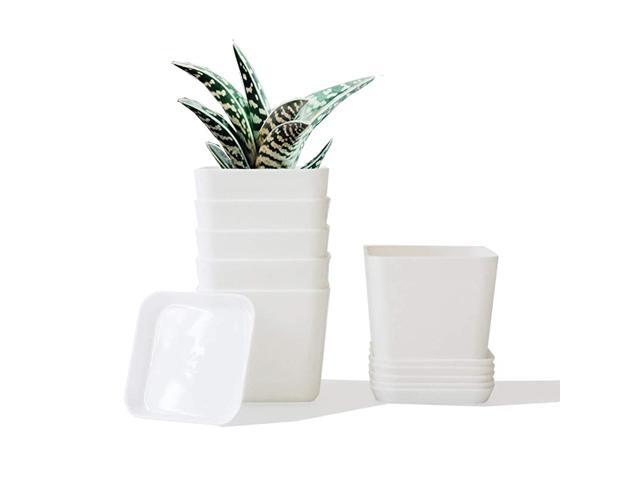 35 inch Plant Pots with Drainage Plastic Planter Gardening Pot 6Pack Modern Decorative Flower Pots for Indoor Plants Succulents Herbs Flowers