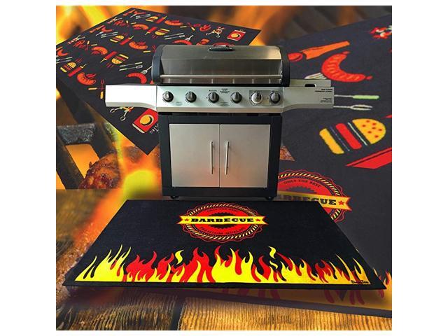 Doortex BBQ Mat Under Grill Mat Fire Retardant and Flame Resistant Mat Flame Design 39quot x 60quot FR4BQ3960FL