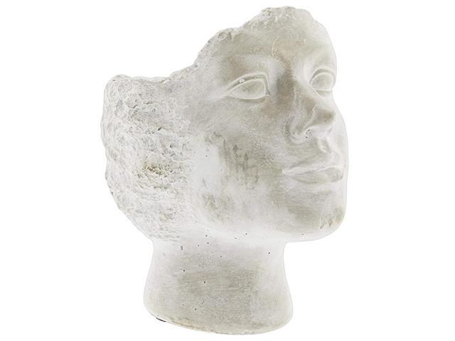 Whitewashed Cement Stone Statue Head Planter 95quot