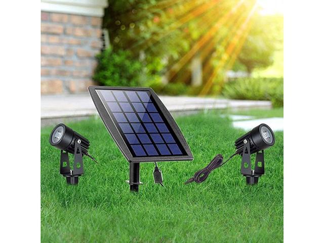 Solar Powered Landscape Spotlights DLLT Waterproof Outdoor Landscaping Lights 2in1 Solar Garden Exterior Wall Light for Tree Flag Yard Pool Lawn