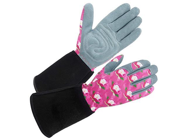 Womens Gardening Gloves with Deerskin Suede Leather and Extended Leather Cuff for Yard Work Rose Pruning and Daily Work SD6612LL