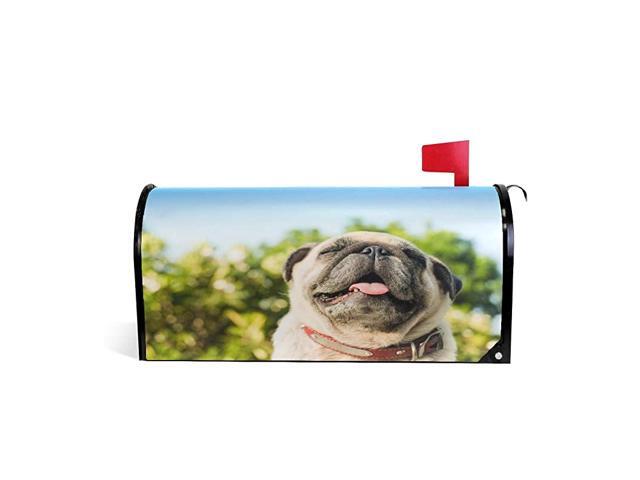Mailbox Decor Happy Pug Dog Mailbox Covers Magnetic Seasonal Colorful Pattern Home Houses Letter Box Cover Decorations208x18 Inch Standard
