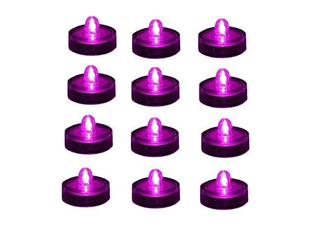 LED Battery Operated Flameless Tea Light Submersible Tea Candle Waterproof Decorations Underwater Vase Light for Party and Wedding Pack of 12 Pink