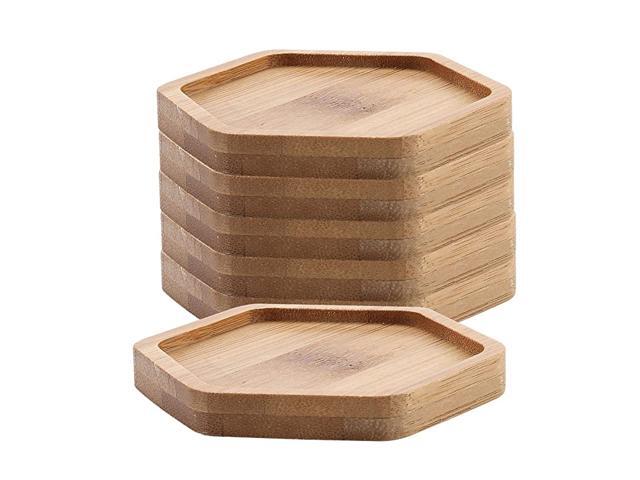 3 Inch Planter Pot Bamboo Saucer Hexagon Set of 12 Succulent Pot Holder Drainage Tray for Most Small Ceramic Succulent Planters Holding Drainage Water