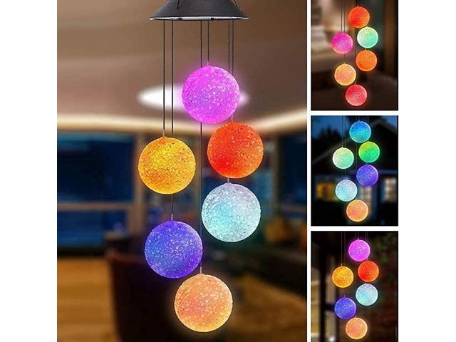 Wind Chime Outdoor Led Solar Powered Wind Chimes for HomePartyYardGarden Decoration Shining Ball