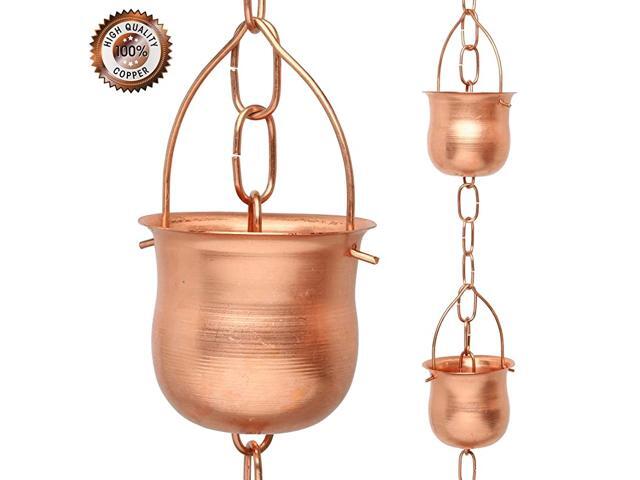 Copper Rain Chain Decorative Chimes amp Cups Replace Gutter Downspout amp Divert Water Away from Home for Stunning Fountain Display 65 Long for