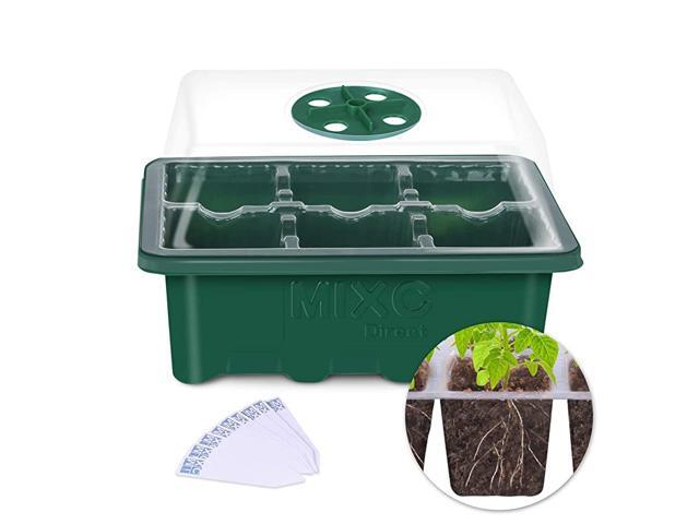 10 Set Seedling Trays Seed Starter Kit 60 Large Cells Mini Propagator Plant Grow Kit with Humidity Vented Domes and Base for Seeds Starting