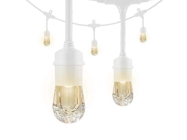 Classic LED Cafe String Lights White 48 Foot Length 24 Impact Resistant Lifetime Bulbs Premium Shatterproof Weatherproof IndoorOutdoor Commercial