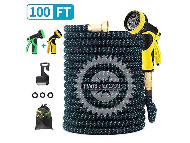 100ft Upgraded Expandable Durable NoKink Flexible Garden Water Hose Set with Extra Strength Fabric Triple Layer Latex Core34quot Solid Brass