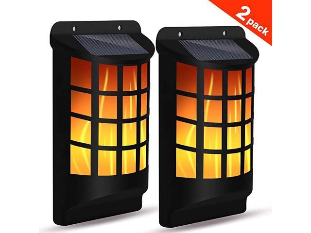 Flame Lights Outdoor Waterproof Flickering Flame Wall Lights with Dark Sensor Auto OnOff 66 LED Powered Night Lights Lattice Design for Garden