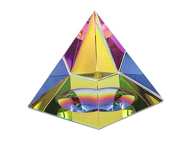 Crystal Pyramid Iridescent Suncatchers Prism Rainbow Color Prism Desk Ornament Glass Paperweight Egyptian Pyramid with Gift Box for Decoration Gift