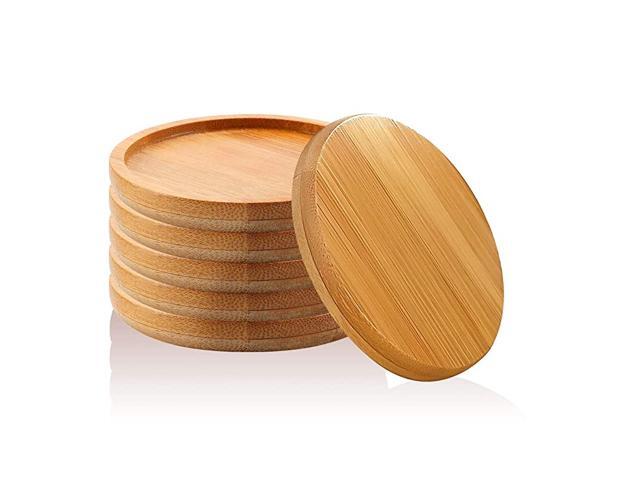 2 Inch Planter Pot Bamboo Saucer Round Set of 6 Succulent Pot Holder Drainage Tray for Most Small Ceramic Succulent Planters Holding Drainage Water