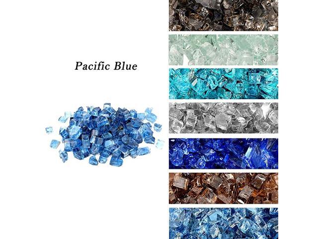 High Luster 10Pound Regular Fire Glass for Fire Pit Fireplace Garden Landscaping Pacific Blue 12quot Size