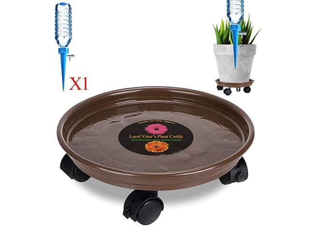 Rolling Plant Pallet Caddy with Wheels Round Flower Pot Mover Indoor Rolling Planter Dolly on Wheels Outdoor Planter Trolley Tray Coaster Heavy