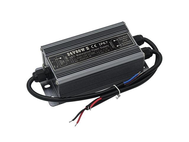 Watt Waterproof IP67 LED Power Supply Driver Transformer 110V AC 60Hz to 24V DC Low Voltage Output for Low Voltage Landscape Lighting Spotlight