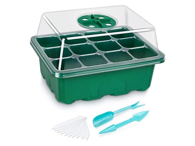 10Pack Seed Starter Trays Seedling Tray 12 Cells per Tray Humidity Adjustable Plant Starter Kit with Dome and Base Greenhouse Grow Trays for Seeds