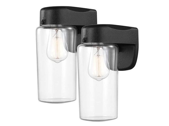 44382 Reynolds 1Light Outdoor Wall Sconce 2Pack Matte Black Clear Glass Shade