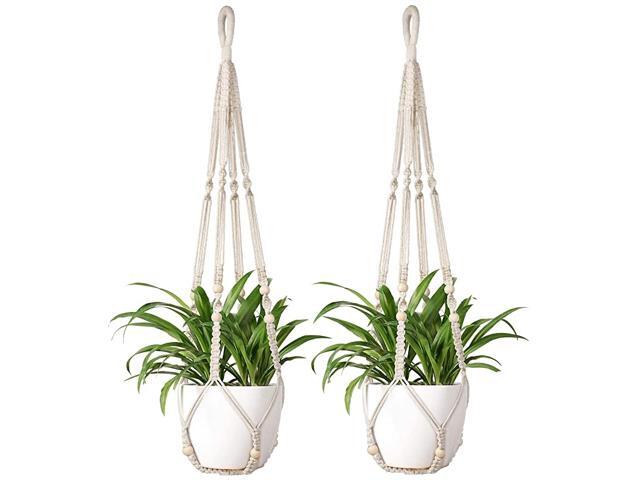 Macrame Plant Hangers Indoor Hanging Planter Basket with Wood Beads Decorative Flower Pot Holder No Tassels for Indoor Outdoor Home Decor 35 Inch