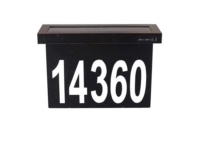 Solar House Numbers Light Black Stainless Steel Address Sign for House or Yard 6 LED Light up House Numbers at Night Waterproof Metal Plaque