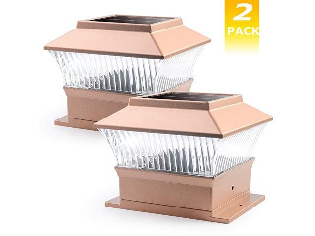 Post Lights Outdoor 2 Pack Fence Post Lights Powered Decorative Garden Lighting Square Deck Cap Lights for Railing Flat Surface 4x4 Wood Posts Bronze