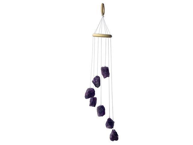 Amethyst Rough Raw Stone Wind Chime Healing Crystal Windchime for Home Decoration Outdoor and Indoor Ornament 1721 inch