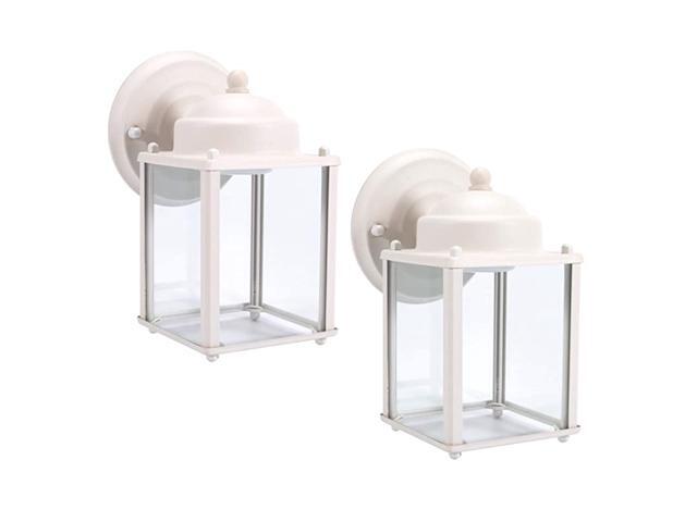 Outdoor LED Wall Lantern Wall Sconce as Porch Lighting Fixture 5000K Daylight White 95W 800 Lumen Aluminum Housing Plus Glass 2Pack White Finish
