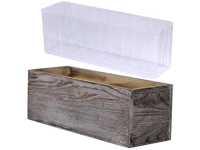 Pcs Wood Planter Box Rectangle Whitewashed Wooden Rectangular Planter with Inner Plastic Box 5quot L x 375quot W x 375quot H Floral Natural